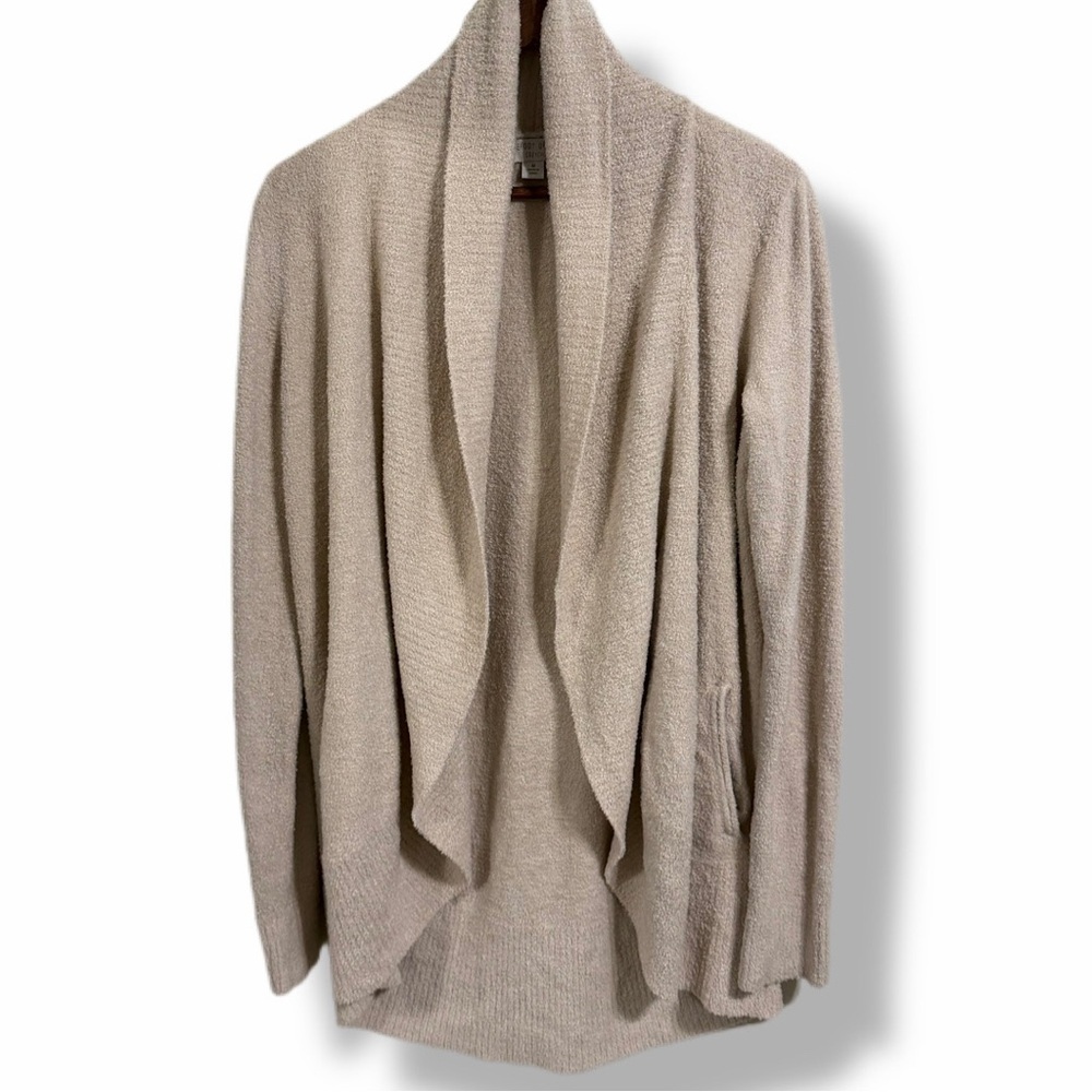 Barefoot Dreams CozyChic Lite Open Front Sweater Cardigan Cream Color Size M